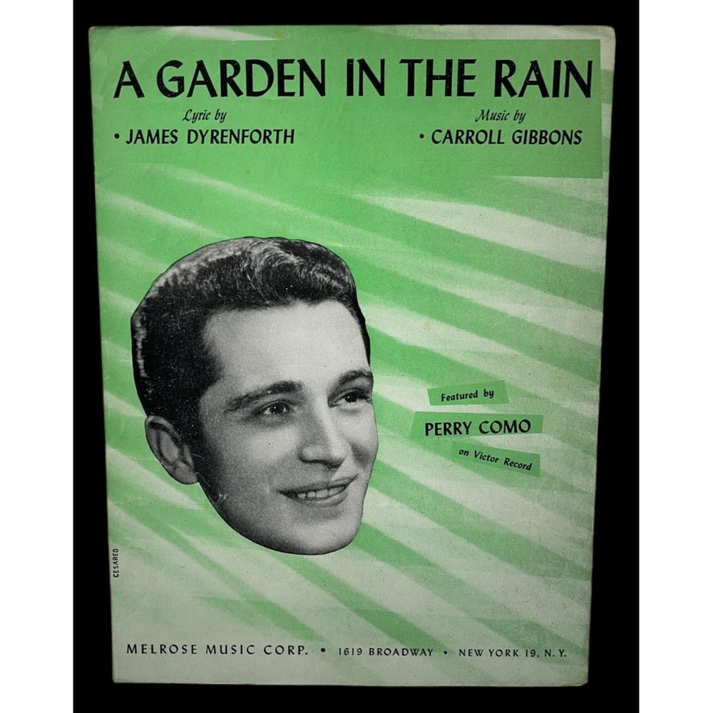 A Garden in the Rain Vintage Piano Sheet Music 1929 Perry Como James Dyrenforth